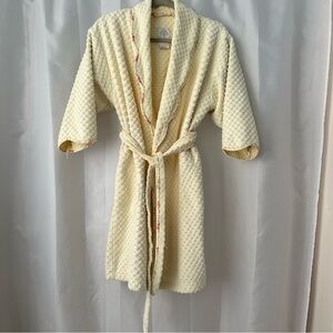Vintage Crabtree & Evelyn Yellow Floral Textured Cotton Belted Robe